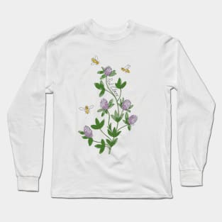 Wildflowers Red Clover honey bee Long Sleeve T-Shirt